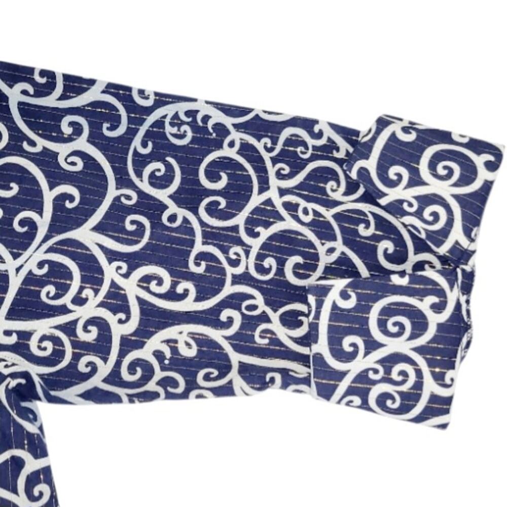 Lilly Pulitzer Notch Neck Shift Dress Size 10 Navy White Gold Metallic Stripe - Picture 7 of 13